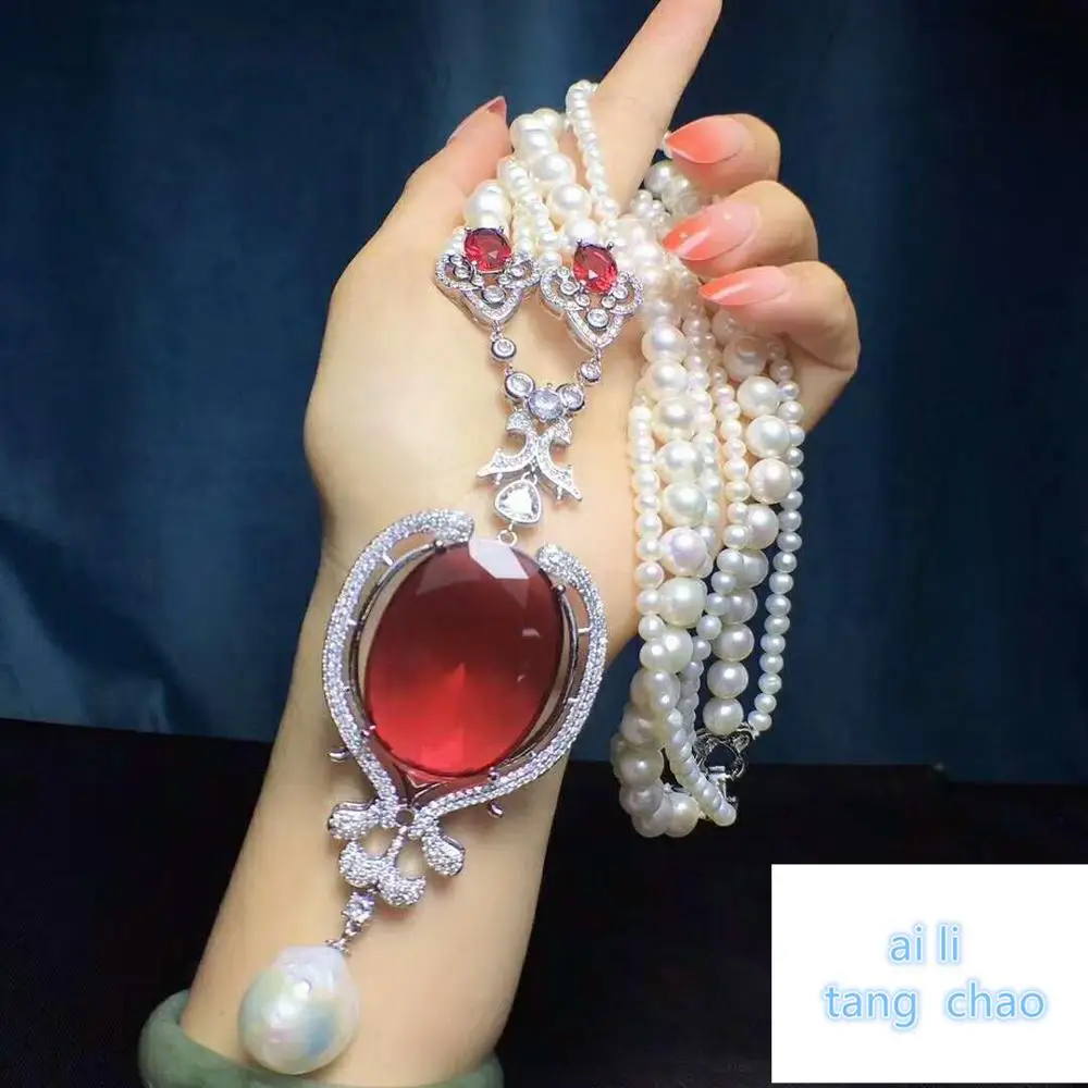 Роскошное многослойное ожерелье цепочка с натуральным жемчугом|necklace jewelry|fashion