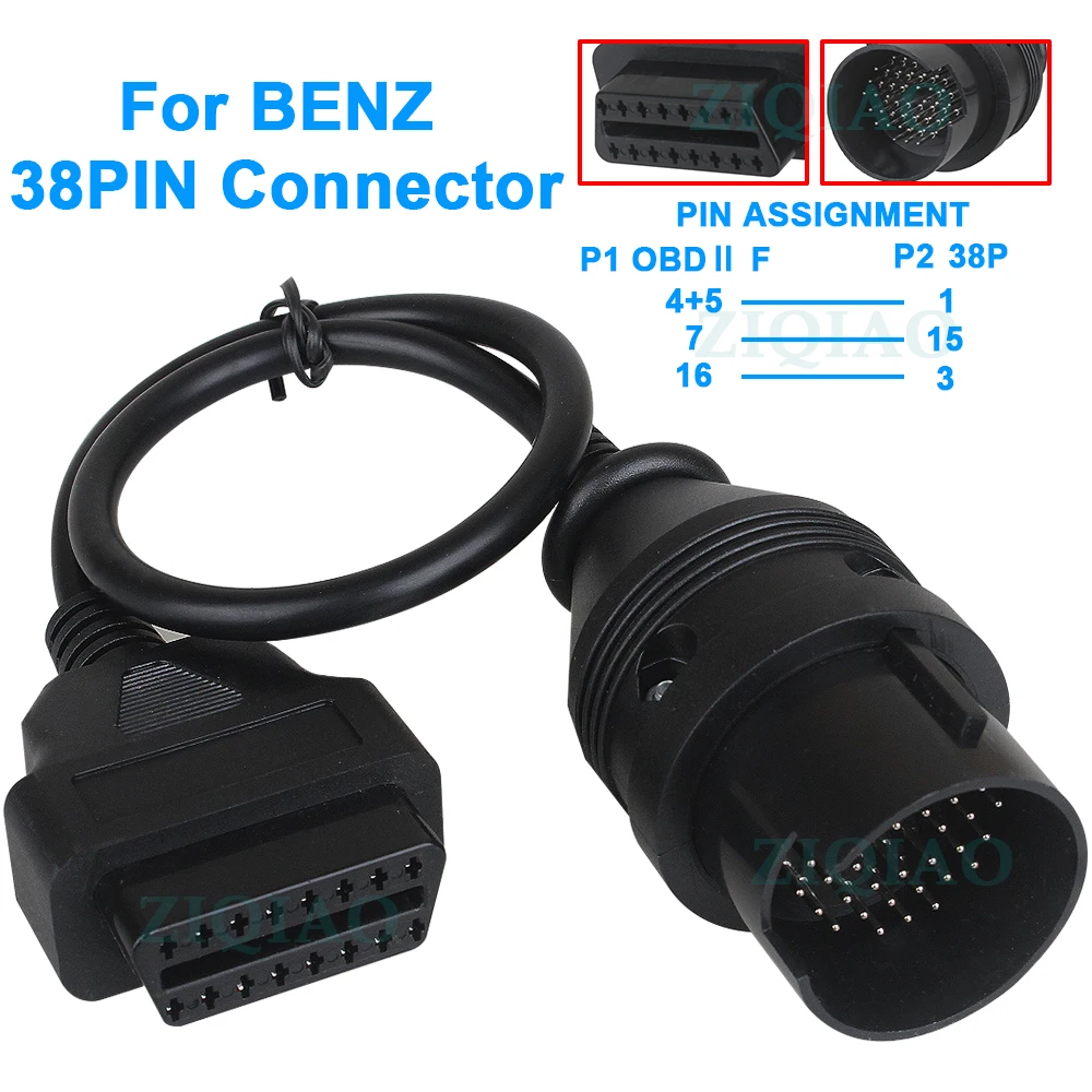 Диагностический адаптер MB 38 Pin к 16 OBD2 OBD II для Benz 38PIN Автомобильный коннектор