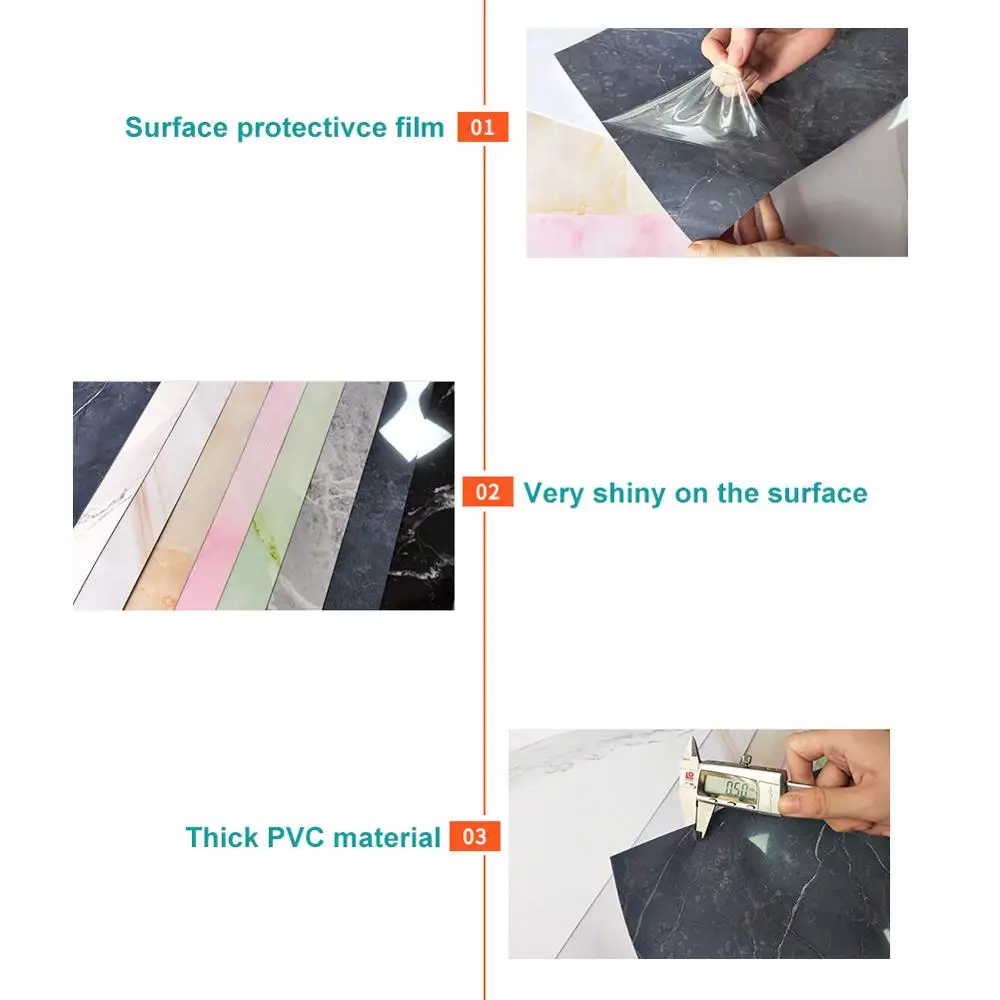 Самоклеящиеся мраморные 3D обои водонепроницаемые Нескользящие напольные