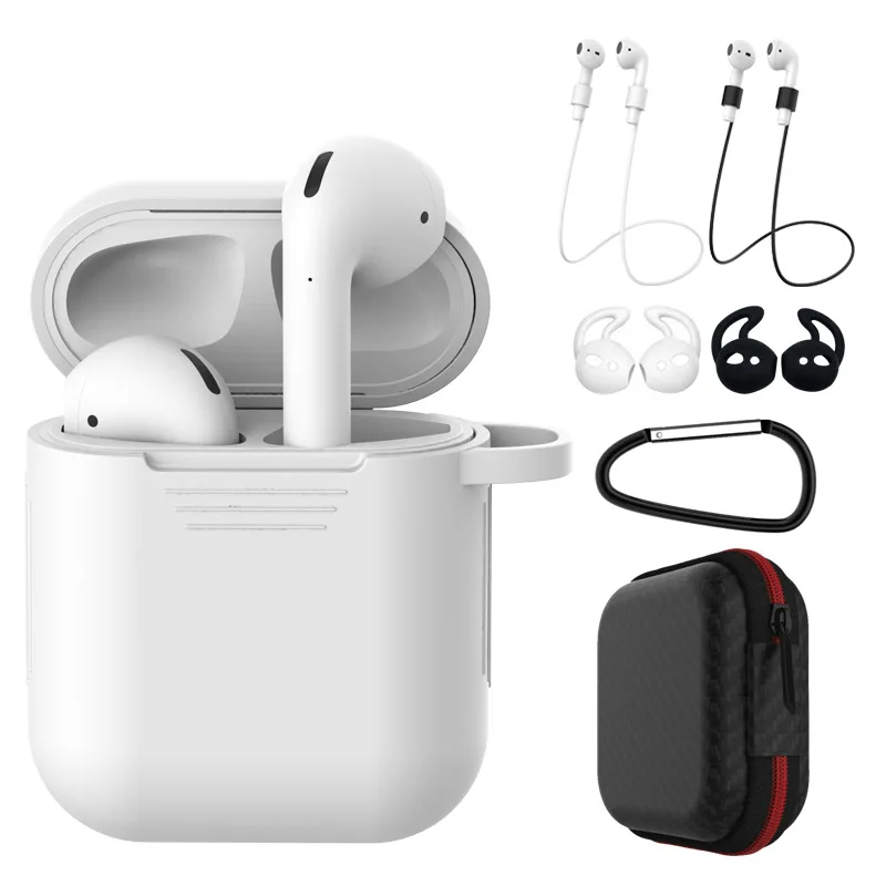 Белый Чехол для хранения наушников для нового Apple, Bluetooth гарнитура, зарядная коробка airpods, силиконовая защитная крышка, 7 комплектов - Цвет: Белый