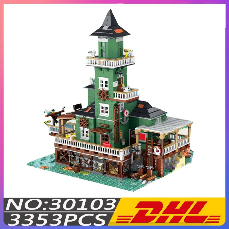 

Expert Creator Boat House Diner 3353Pcs Moc Modular Model Old Fishing Store Building Blocks Bricks Pet Shop Toys Birthday Gift