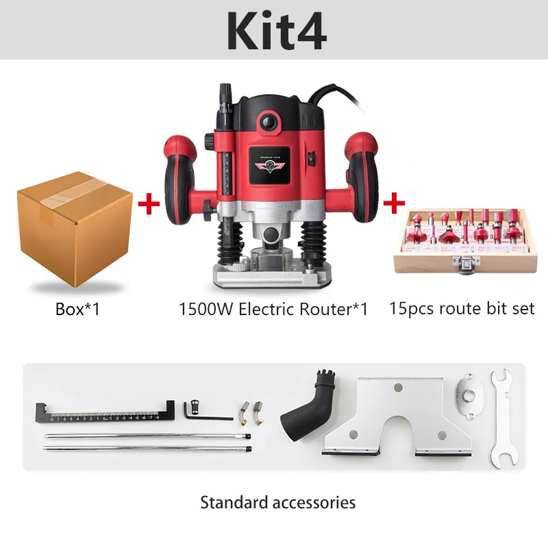 

1500W 1/4in Woodworking Electric Router Trimmer Power Tool With Wood Milling Engraving Slotting 6.35mm Collet Carving Machine