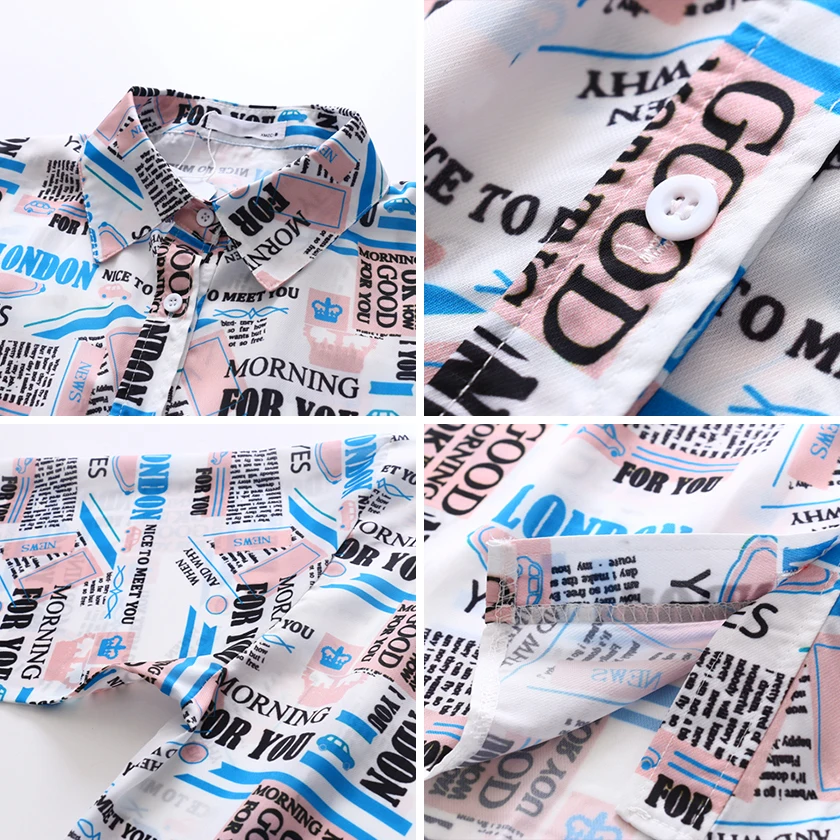 Новинка весны 2020 женская шифоновая блузка с принтом газет и буквами осенняя