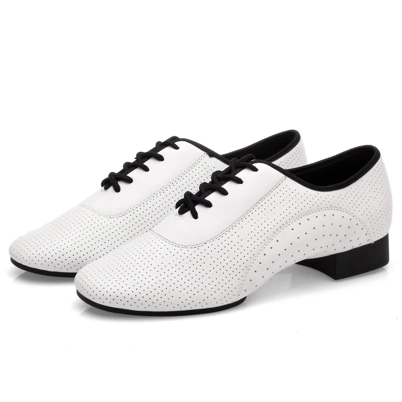Hipposeus Men Dance-Shoes Boys Modern Tango Salsa Dancing Shoes Soft/Rubber Sole Profesional Dancing Shoes White High Quality