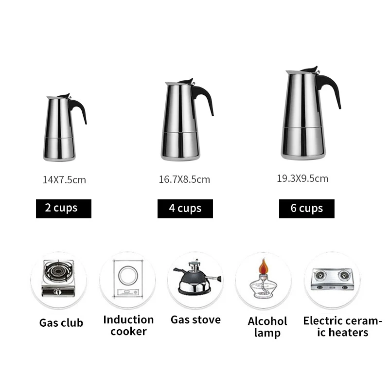 Кофеварка итальянский топ Moka эспрессо кофейник Expresso Перколятор 100/200/300 мл плита