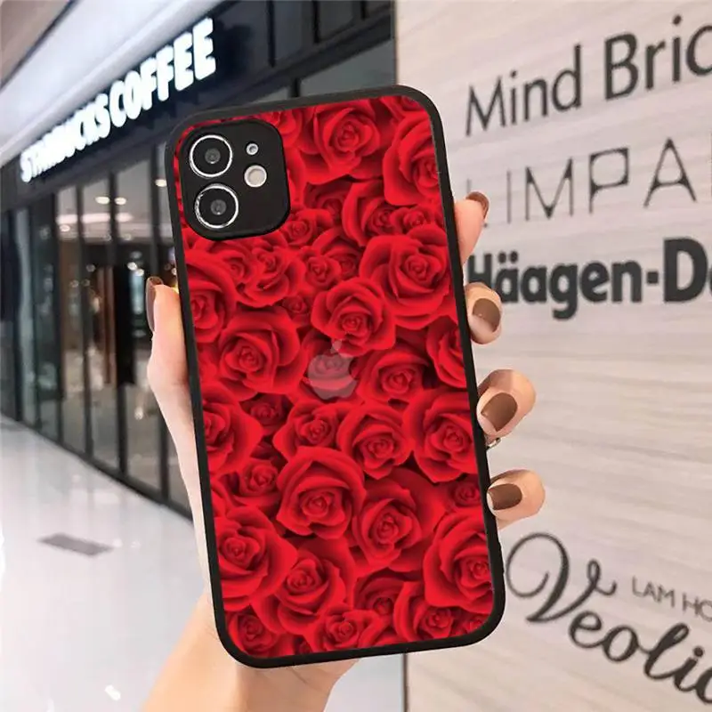

Rose flower pink sexy love romantic Phone Case Matte Transparent for iPhone 7 8 11 12 s mini pro X XS XR MAX Plus cover funda