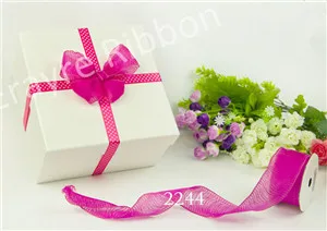 1-1/2 &quotРождественская лента Фестивальная проводная розовая для украшения