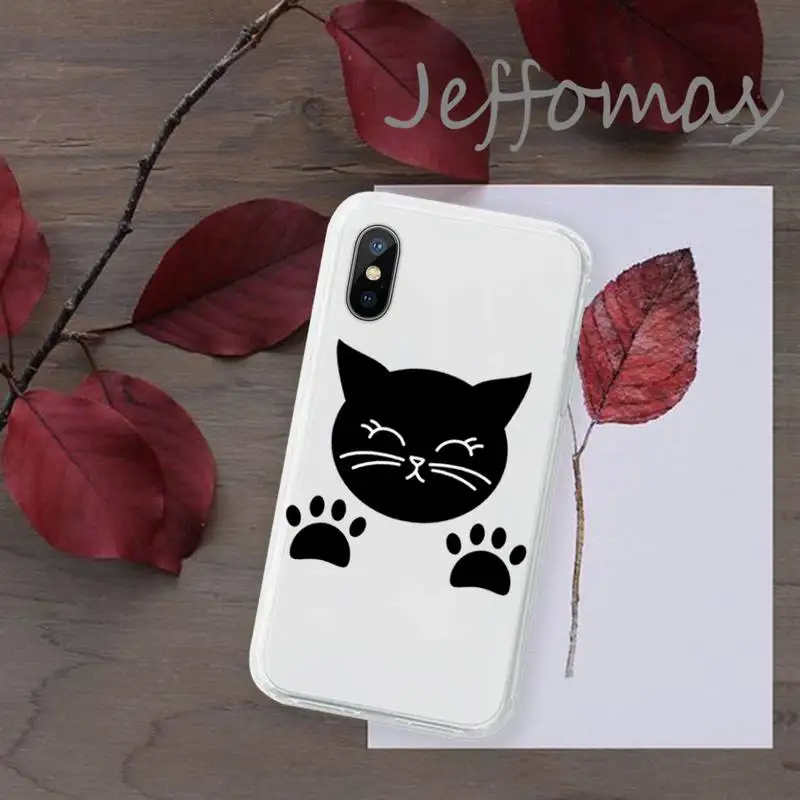 

Cute cat scratching Phone Case Transparent soft For iphone 5 5s 5c se 6 6s 7 8 11 12 plus mini x xs xr pro max