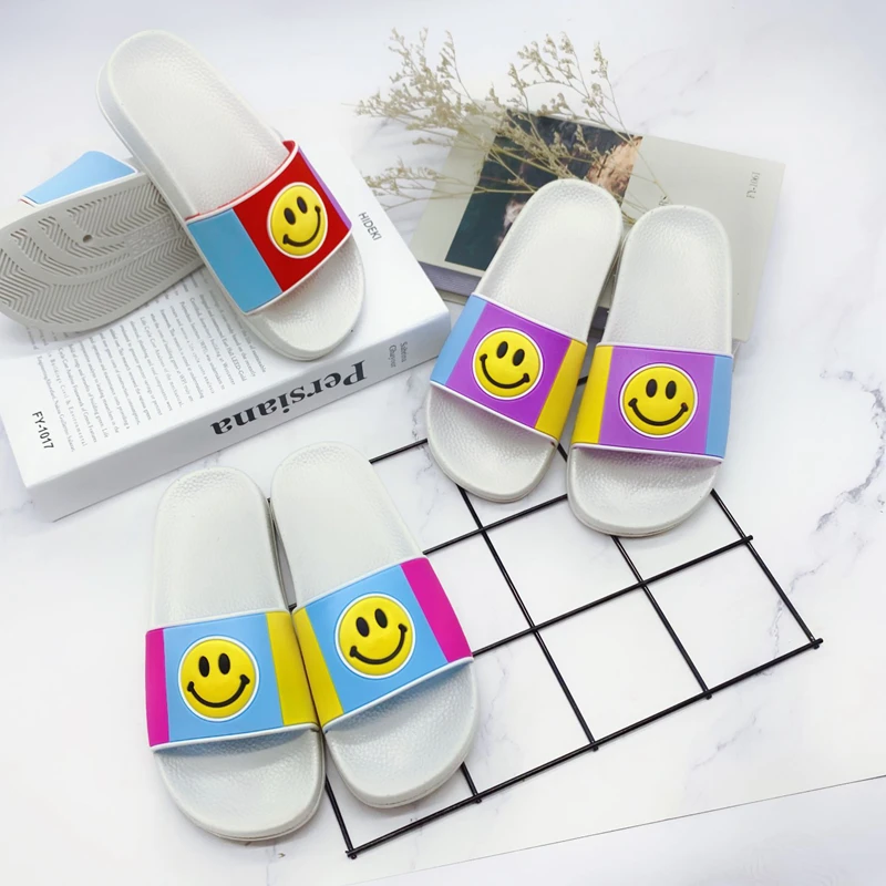 Милые домашние тапочки со смайликом Модные для мальчиков и девочек Домашние