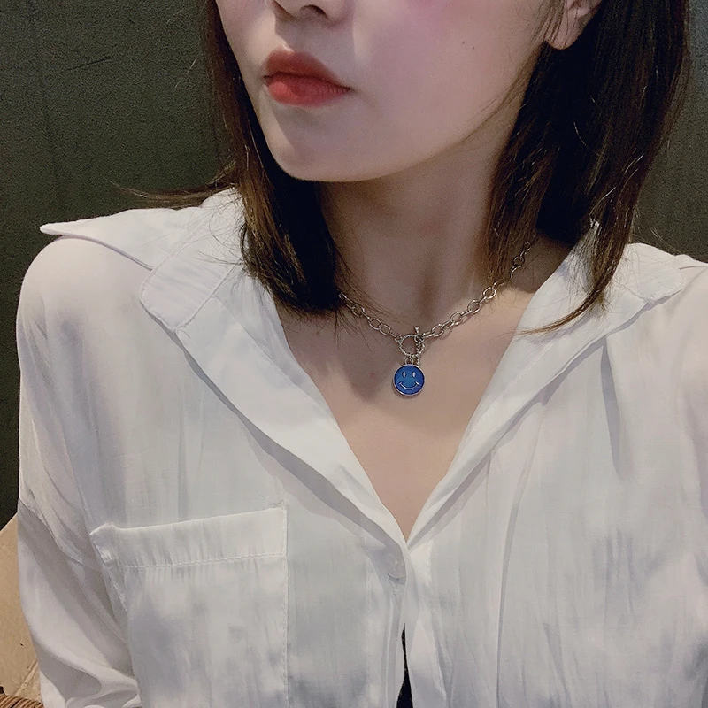 Новое настроение мини-кулон со смайликом ожерелье с контролем температуры