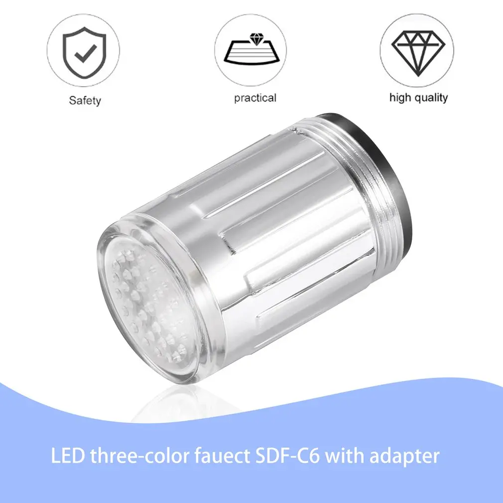 

3 Color 7 Colors Changing Glow Light-up LED Kitchen Faucet Shower Tap Novelty Luminous Faucet Nozzle Head Light Bathroom Light