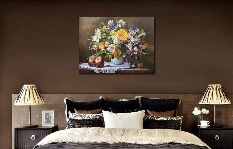 Beste Stilleven Art Bloem Olieverf Klassieke Bloemen In Vaas Moderne Kunstwerk Voor Slaapkamer Eetkamer Muur Decor