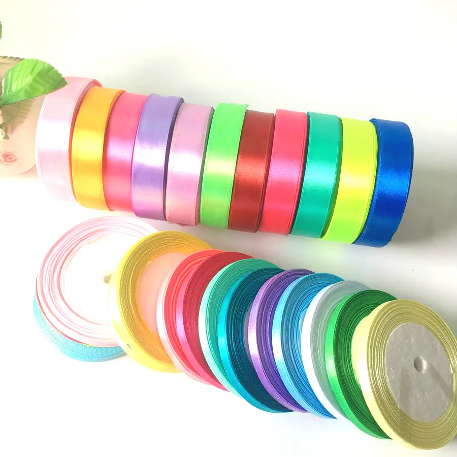 (25 ярдов/рулон) 6 мм ленты многоцветные однотонные атласные Свадебная