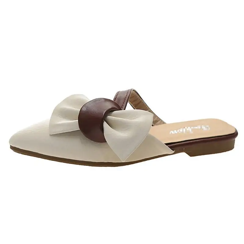 

Slippers Women Fashion Slip On Slides Pointed Toe Butterfly-knot Sandals Female Outdoor Flat Slippers Flip Flops Women's Slipper