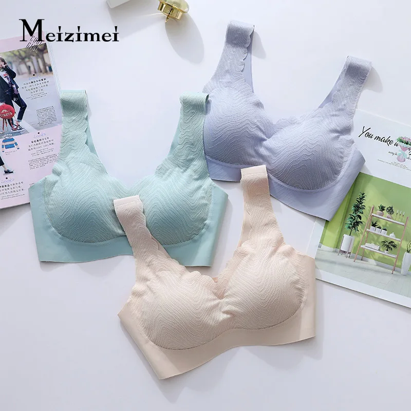 

Meizimei Bras for Women Sports Underwear Plus Size Comfortable Top BH Wireless Sexy Lingerie Lace Bralette Push Up Brassiere SML