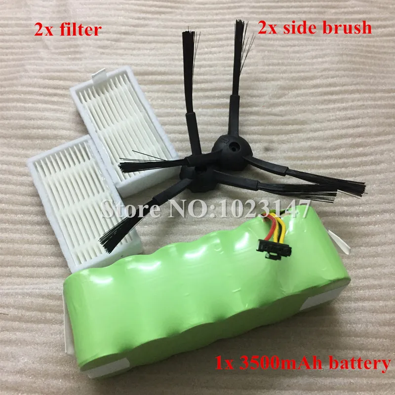 

NI-MH 14.4V 3500mAh Panda X500 Battery + HEPA Filter*2 + Side Brush*2 for Ecovacs Mirror CR120 Robot Cleaner Dibea X500 X580