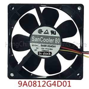 Original 100% working Cooling fan For 9A0812G4D01 DC 12V 0.38A 3-wire 80mm 80x80x25mm