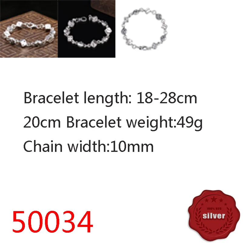 

50034 S925 sterling silver bracelet personality cross flower dice simple punk retro fashion accessories jewelry