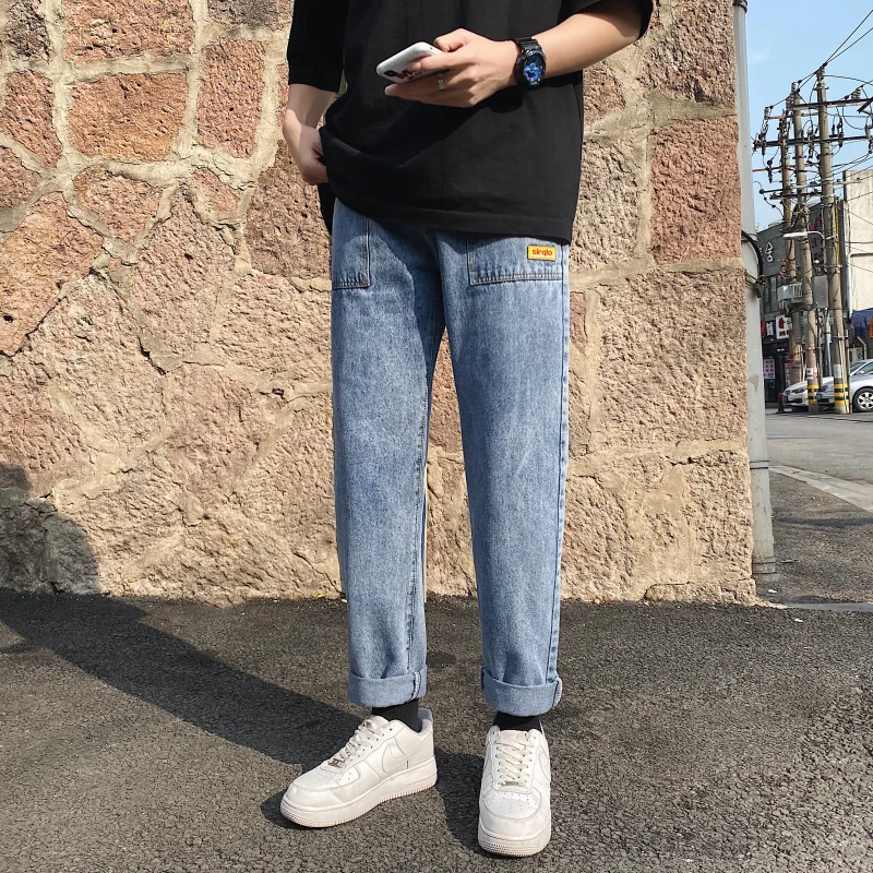 

New Loose Men Jeans Male Trousers Simple Design High Quality Cozy All-match Students Daily Casual Straight Denim Pants