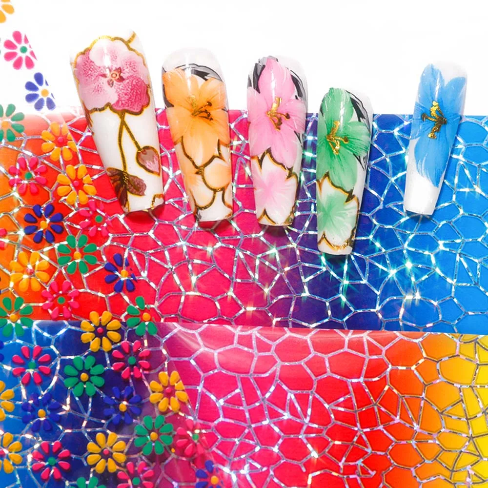 4*100 см весенний цветок пламени маникюра мультяшная Фольга переводятся с помощью