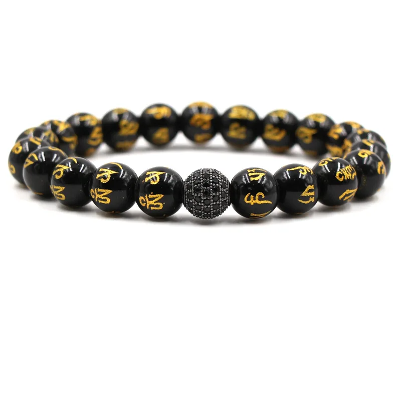 10 мм шесть слов настоящая речь Будда бусы браслет микро вставка циркон шар