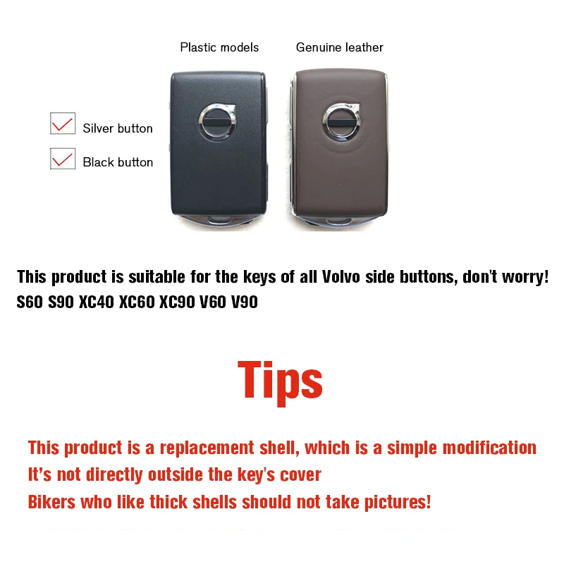 

Zinc Alloy Frame Car Key Case Modification Shell Replacement Style Car Key Cover Accessories for Volvo S90 S60 XC60 XC40 V60 V90