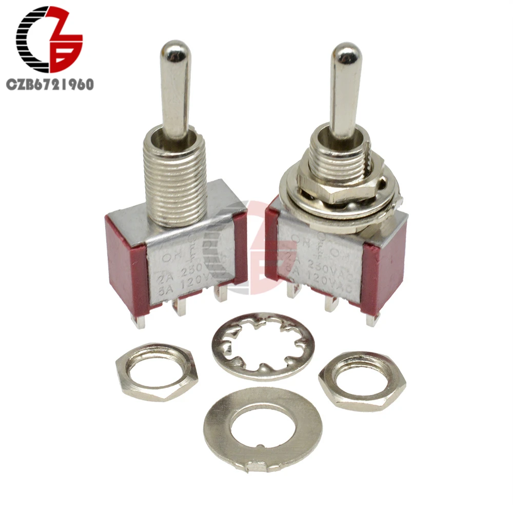 MTS-103 Toggle Switch 13*8MM Red 3Pin On-Off-On Silver Contactor 125V 5A 250V 2A | Обустройство дома