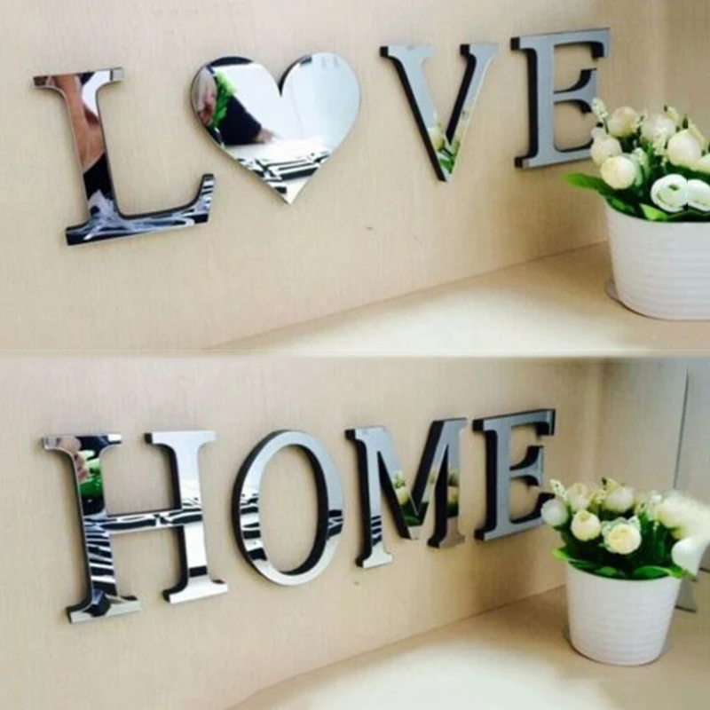 4 шт./компл. зеркало из ЭВА для мебели декор стен маленькая надпись HOME LOVE эффект