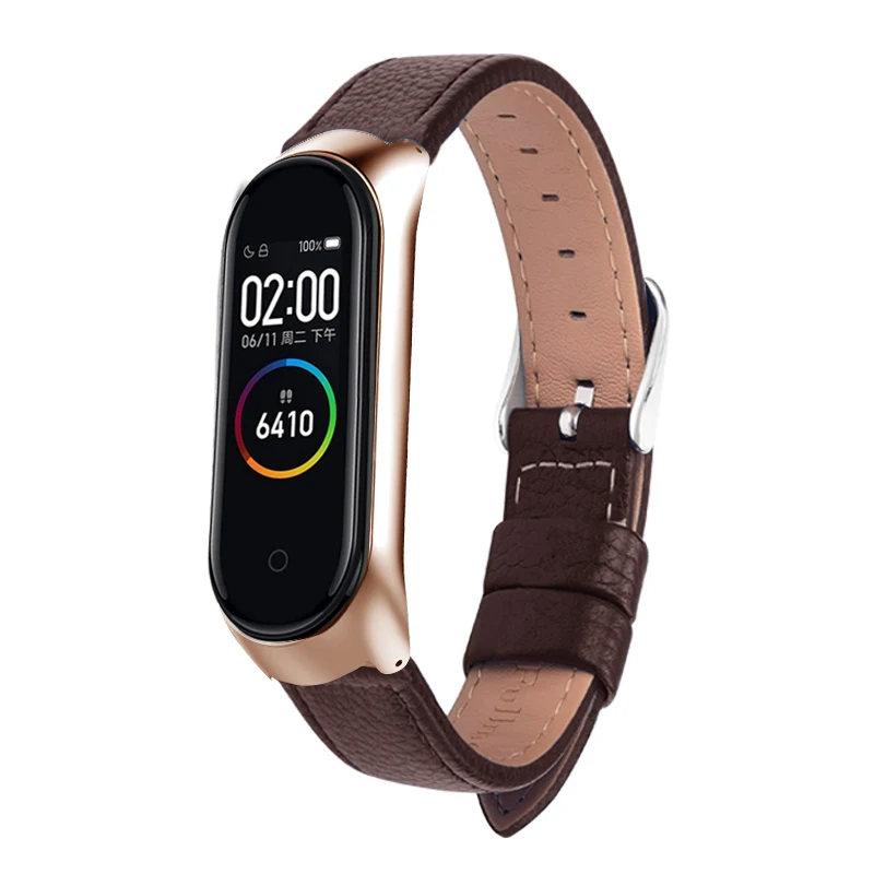 Ремешок для браслета Xiaomi Mi Band 5 4 из искусственной кожи с тремя браслетами на запястье NFC Pulseira Smart Accessories.