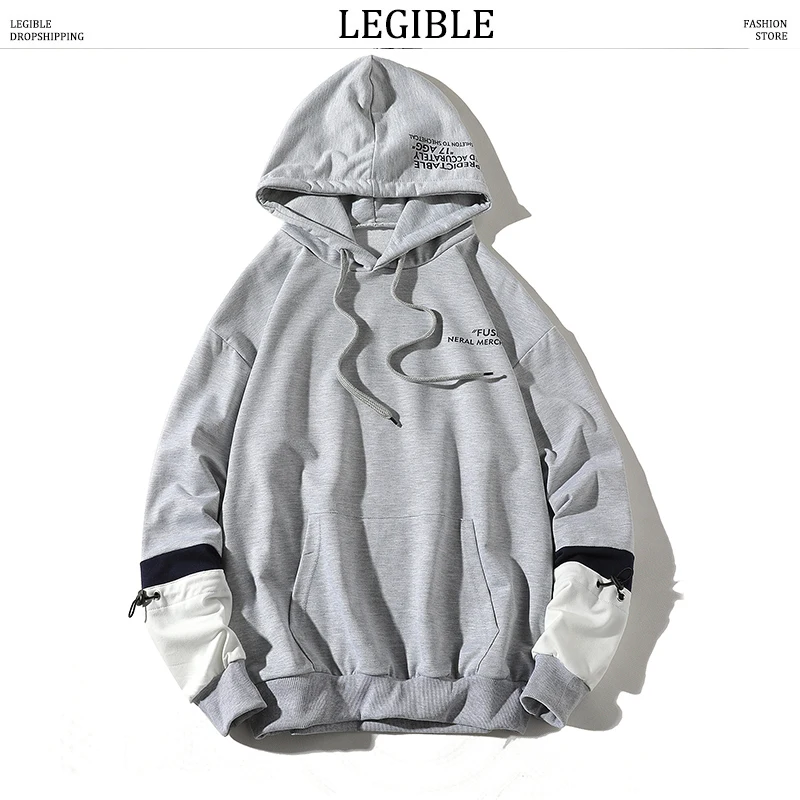 Разборчивые мужские толстовки с капюшоном демисезонные Свободные буквенным
