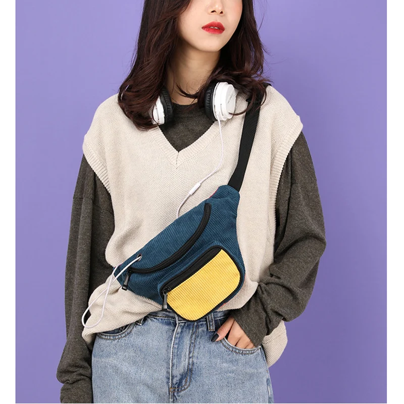 Сумка женская на пояс из вельвета с отделениями для ношения 2019 | Багаж и сумки