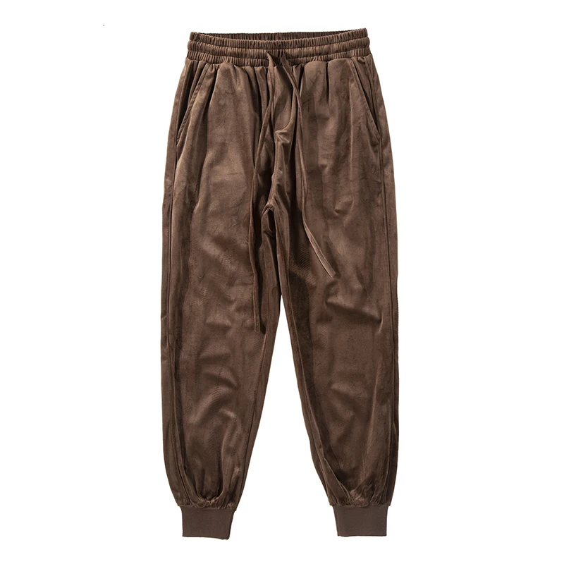 

Harajuku Streetwear Joggers Fleece Solid Casual Sweatpants Mens Drawstring Black Loose Harem Pants Hip Hop Baggy Trousers