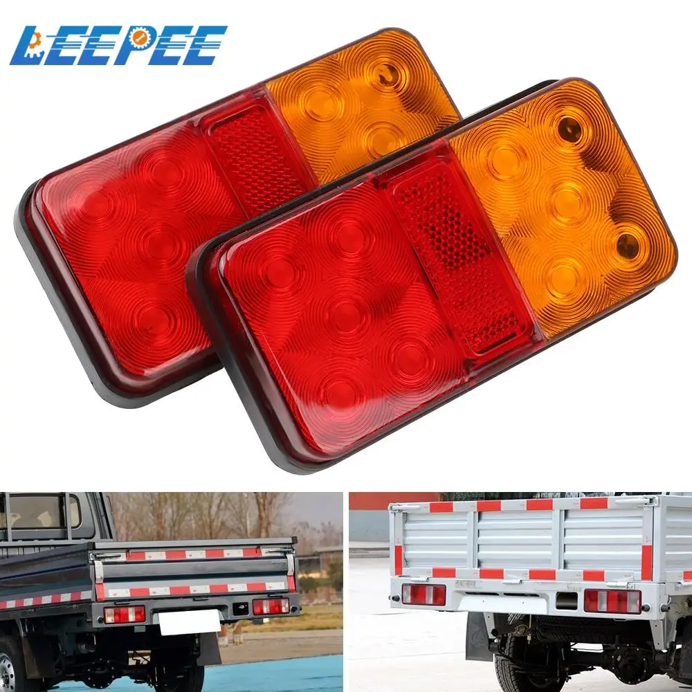 

LEEPEE 2PCS LED Tail Light 12V/24V Taillight Turn Signal Indicator Stop Lamp Rear Brake Light for Car Truck Trailer Caravan