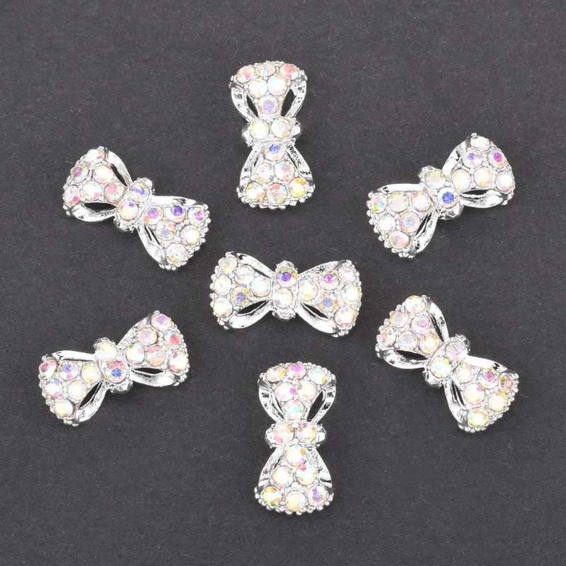10 шт./упак. 3d Подвески для ногтей блестящие AB Стразы галстуки бабочки из сплава