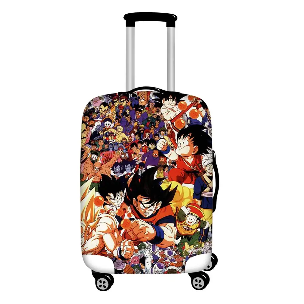 Защитный чехол ELVISWORDS Son Goku Dragon Ball с принтами для багажа, набор с биркой, аксессуары для путешествий, пылезащитный эластичный чехол для чемодана - Цвет: HMC712