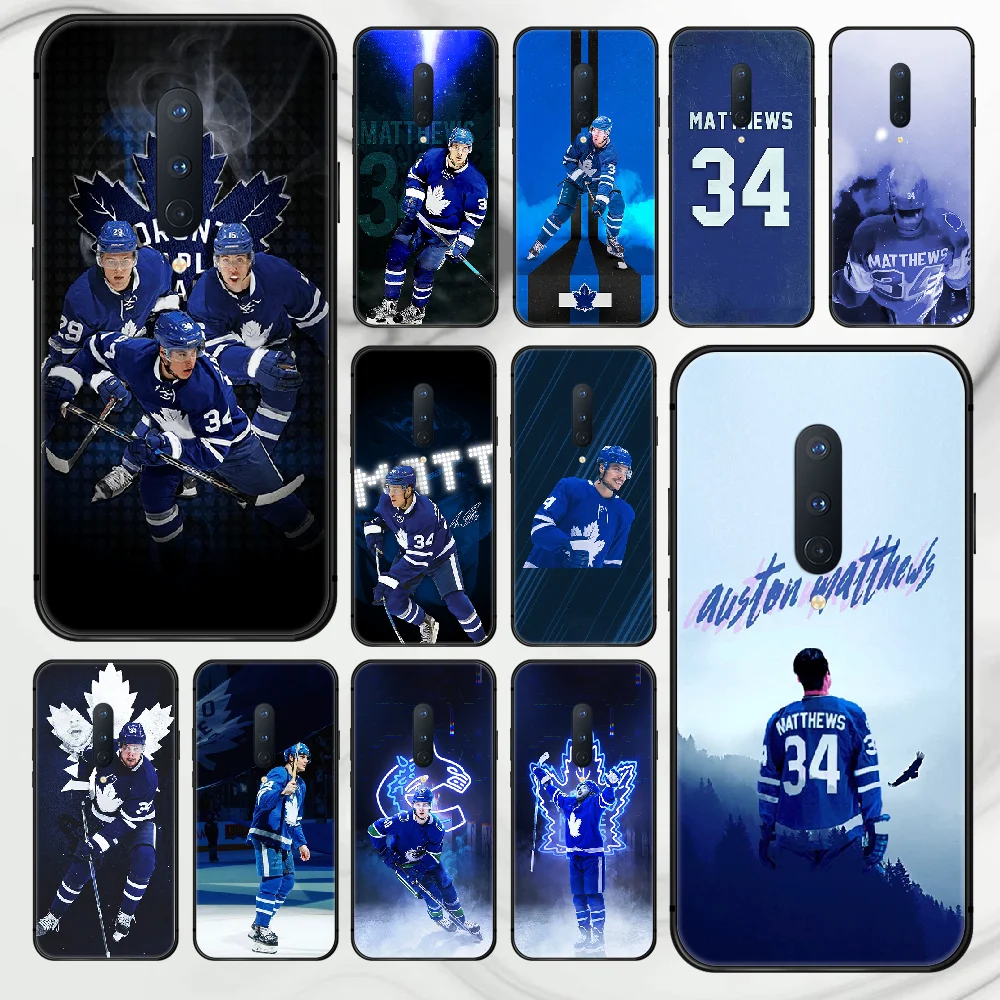 

matthews Ice Hockey 34 Phone Case Cover Hull For 1+ Oneplus 5T 6 6T 7 7T 8 8T Pro black Cover Luxury Waterproof Soft Funda