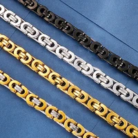 6810mm 17 24 gold tone byzantine necklace stainless steel necklace boys chain flat necklace jewelry chain men necklaces gift