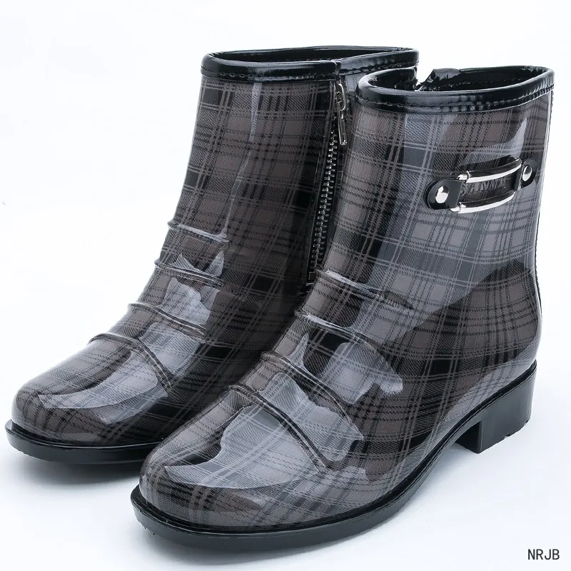 Black Rubber Rain Boots Women wellies PVC Gumboots Vamp Sole Galoshes Rainboots Round Toe Slip On|bota feminina|rainboots womenboots rain |