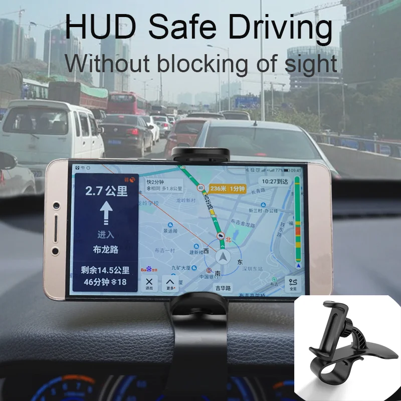 

Universal Cell Phone Gps Car Accessories Holder For Phone Stands GPS Car Dashboard Mount Phone Holder Stand Hud Clip On Crad
