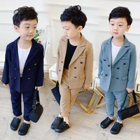 spring autumn boys double breasted suit set children fashion blazer pants 2pcs outfit kids party host birthday dress costume
