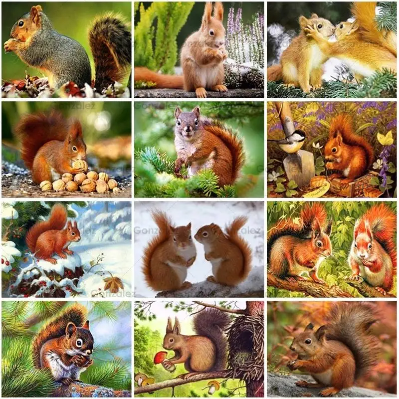 

Full Display Drill Embroidery Squirrel 5D Diy Diamond Painting Home Decoration Animals Mosaic Cross Stitch Wall Handmade Gifts
