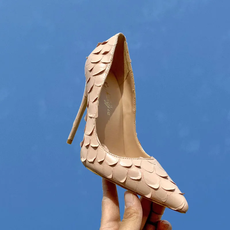 Новинка 2020 года Телесный цвет Туфли на высоком каблуке шпильке с острым закрытым