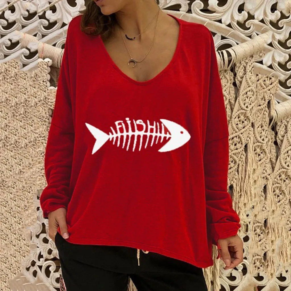 Для женщин осенняя футболка рыбья кость и принтом рубашки для мальчиков с