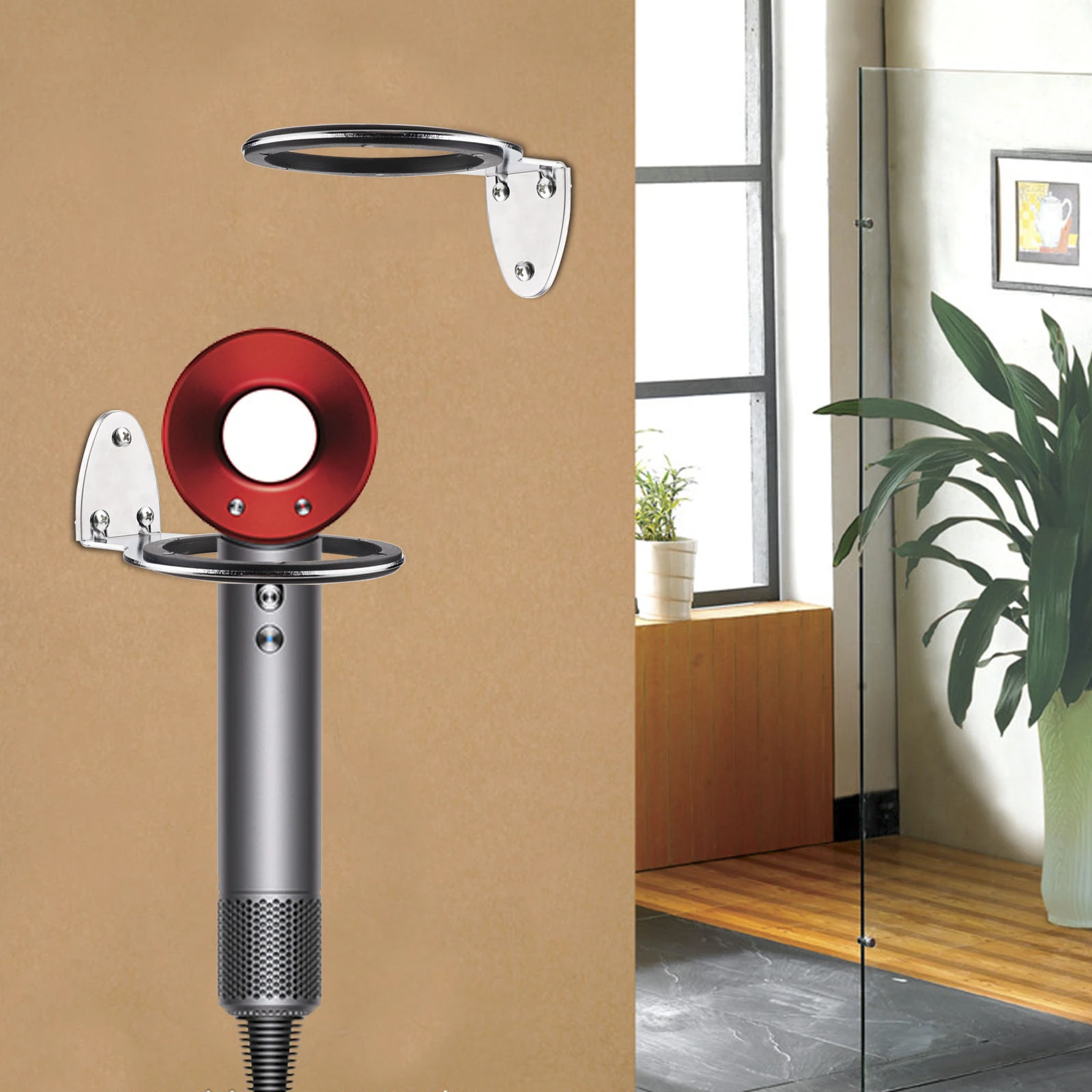 Настенный держатель для фена алюминиевая полка ванной комнаты органайзер