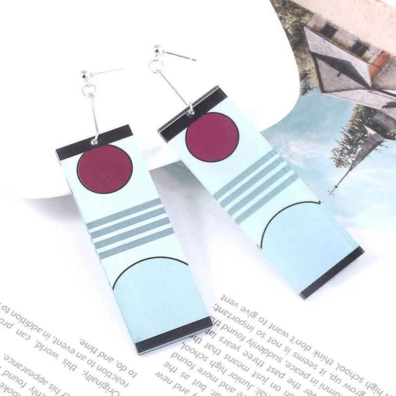 Acrylic Earrings A Dropshipping Anime Demon Slayer Cosplay Props Acrylic Earrings Kimetsu no Yaiba Tanjirou Kamado Ear Stud Eardrops Women Men - Цвет: Acrylic Earrings A