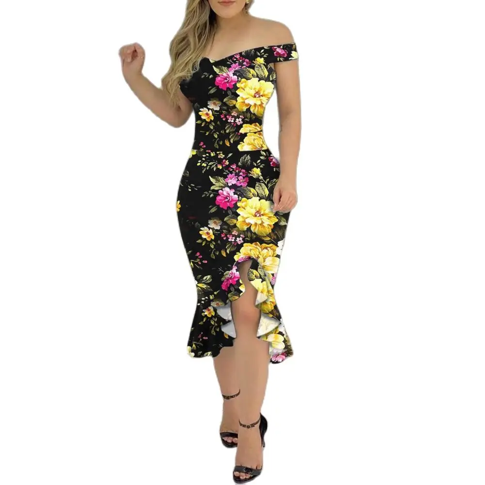 

Popular Bodycon Dress Elegant Party Strapless Temperament Party Dress Slit Hem Hip Wrap Dress 2022