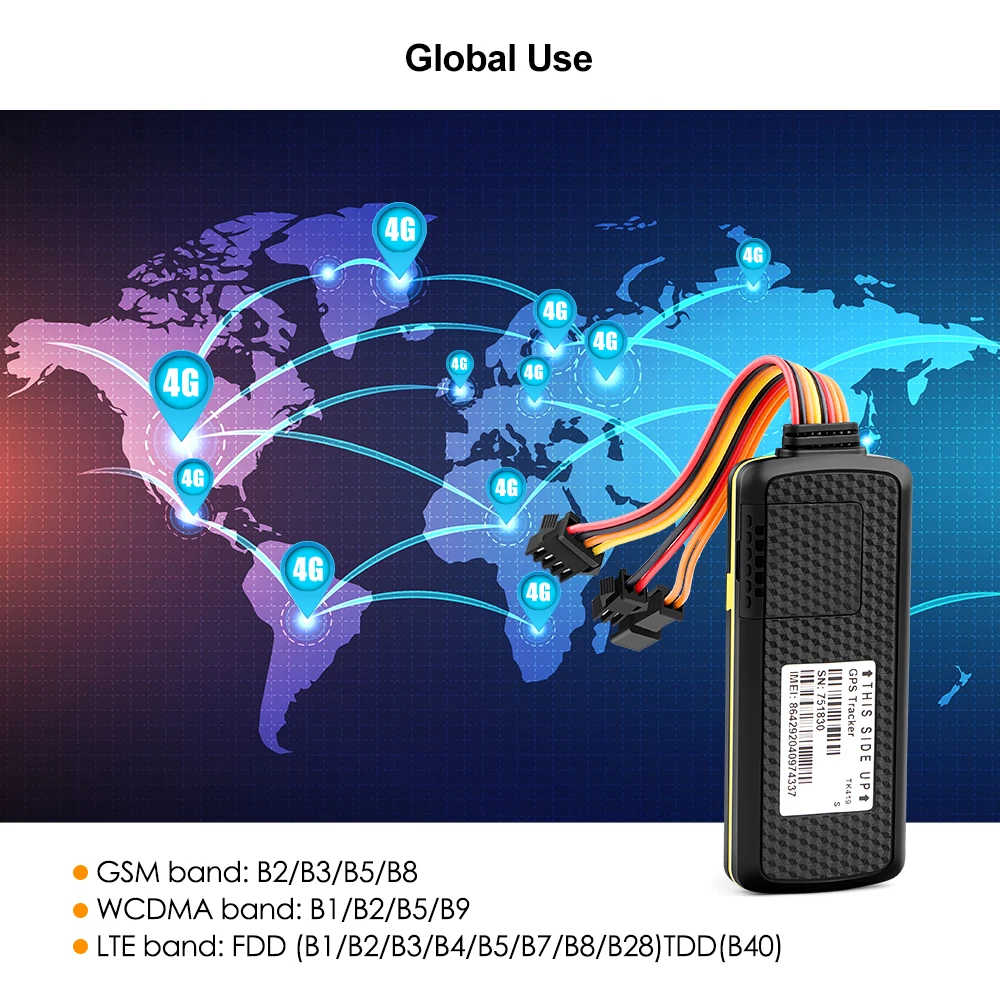 Автомобильный Трекер 4G LTE FDD GPS локатор водонепроницаемый IP65 масло вибрация