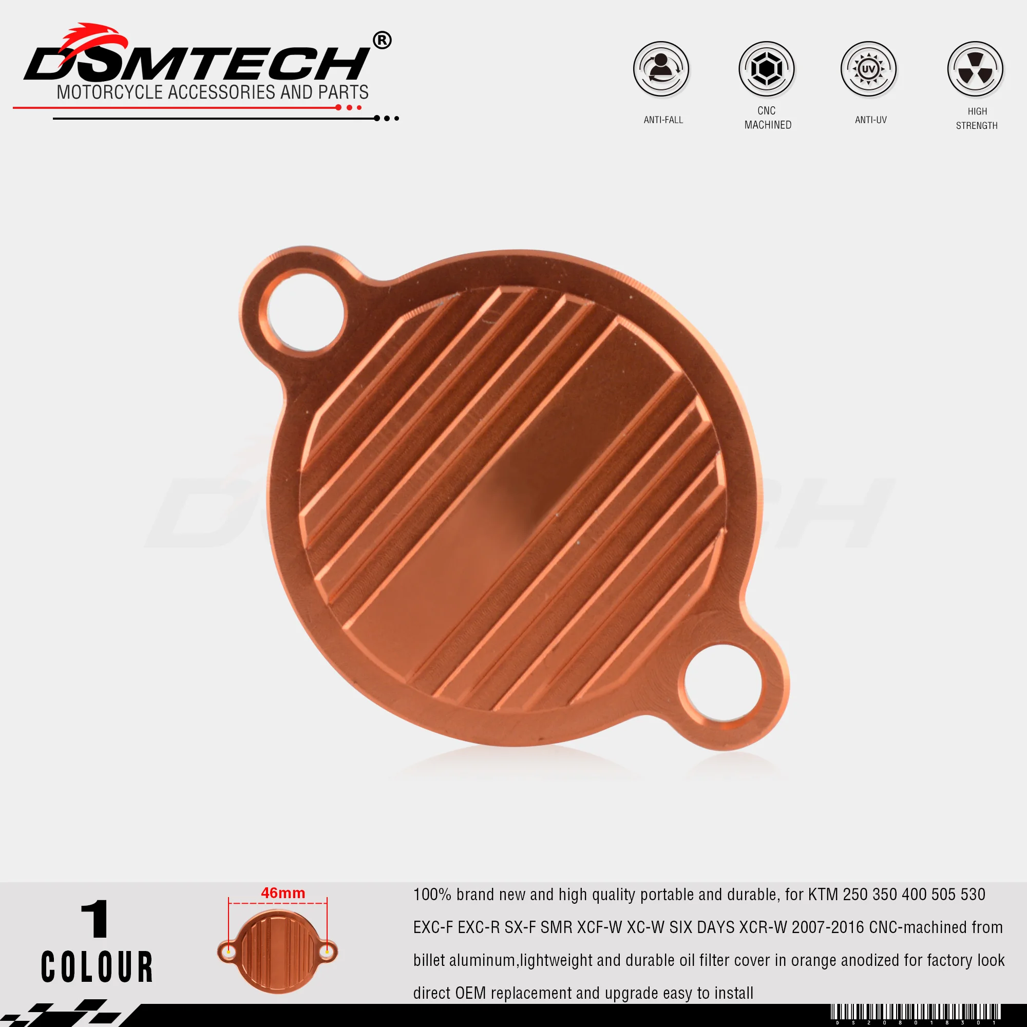 

DSMTECH Engine Oil Filter Cover Cap For KTM 250 350 400 505 530 EXC-F EXC-R SX-F SMR XCF-W XC-W SIX DAYS XCR-W 2007-2016