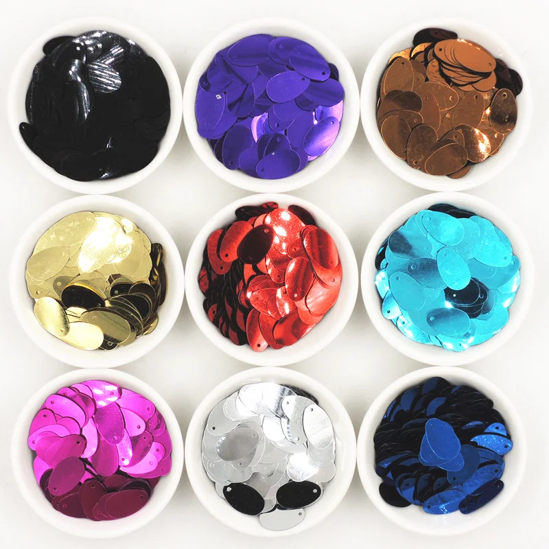 

100Pcs 12*20mm Oval Egg Shape Flat Sequins PVC Paillettes Dance Clothing Sewing Craft Women DIY Garment Lentejuelas Accessories