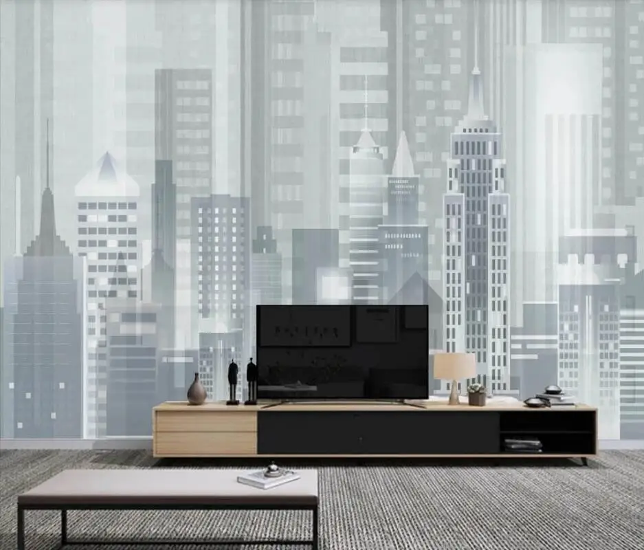 

AINYOOUSEM Modern minimalist city building background wall wallpapier peint papel de parede wallpaper 3d wallpaper stickers